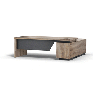 BALDER Executive Desk with Left Return 1.8-2.0M - Warm Oak & Black