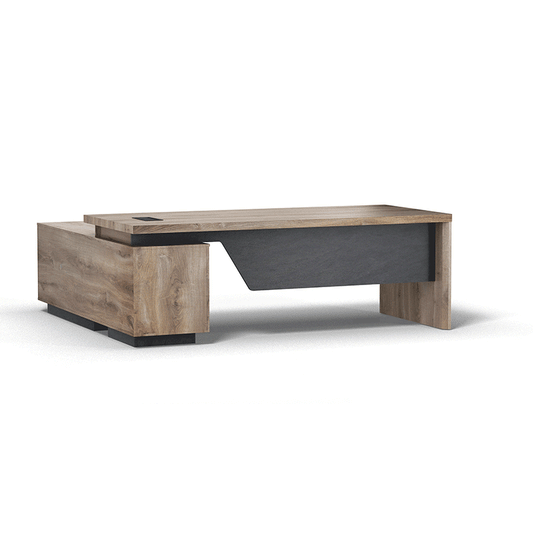 BALDER Executive Desk with Right Return 1.8-2.0M - Warm Oak & Black