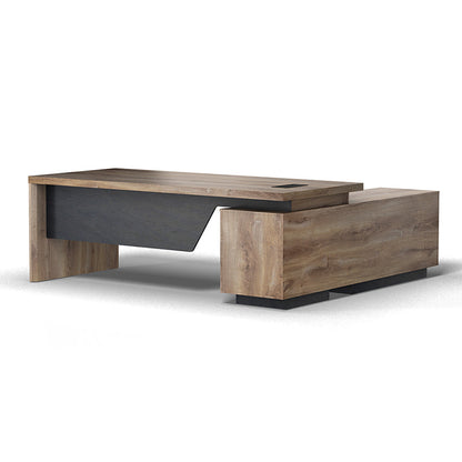 BALDER Executive Desk with Left Return 1.8-2.0M - Warm Oak & Black