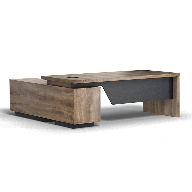 BALDER Executive Desk with Right Return 1.8-2.0M - Warm Oak & Black