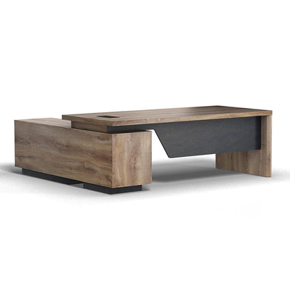 BALDER Executive Desk with Right Return 1.8-2.0M - Warm Oak & Black