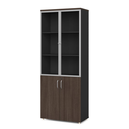 CARTER Display Unit 2 Door Bookcase 80cm -  Coffee Grey
