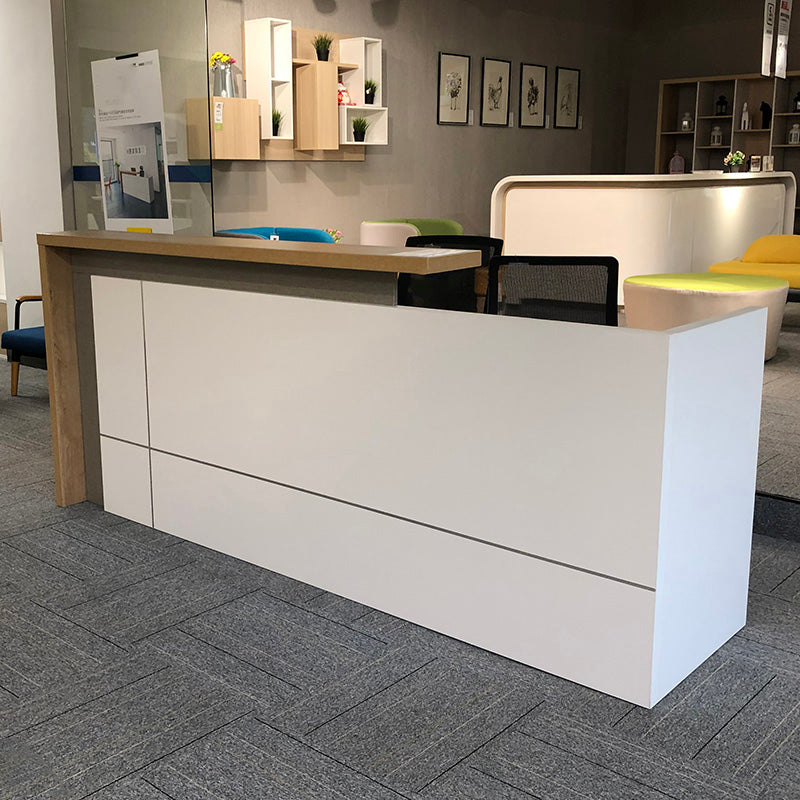 ZIVA Reception Desk 2.4M with Left Panel - Oak & White