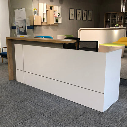 ZIVA Reception Desk 2.4M with Left Panel - Oak & White