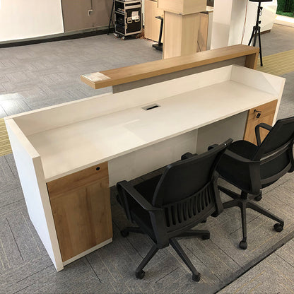 ZIVA Reception Desk 2.4M with Left Panel - Oak & White