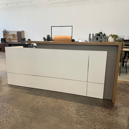 ZIVA Reception Desk 2.4M with Left Panel - Oak & White
