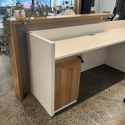 ZIVA Reception Desk 2.4M with Left Panel - Oak & White
