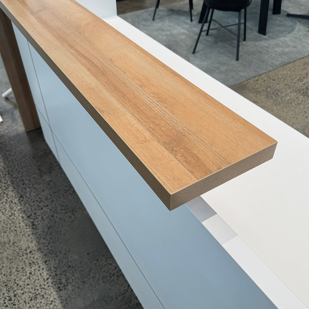 ZIVA Reception Desk 2.4M with Right Panel - Oak & White