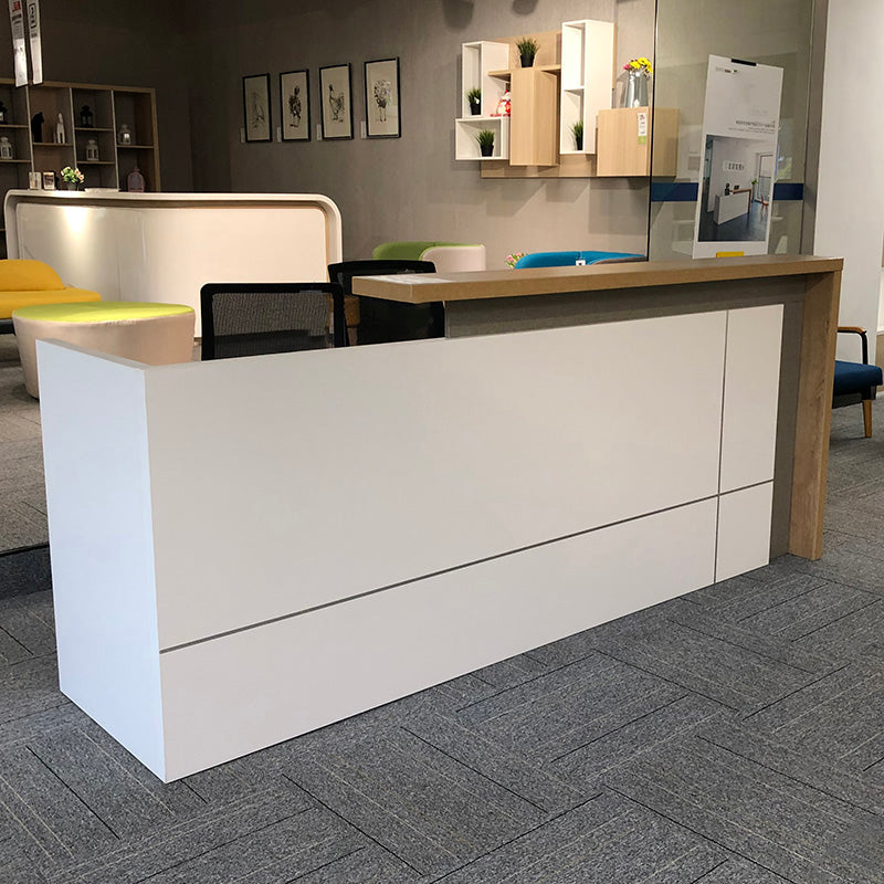 ZIVA Reception Desk 2.4M with Right Panel - Oak & White
