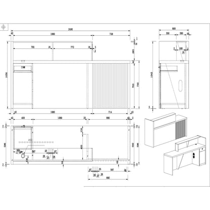 KNOX Reception Desk 240cm Right Panel - Oak