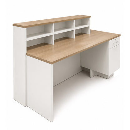 HELMER Reception Desk 1.8M Left Panel - Oak & white