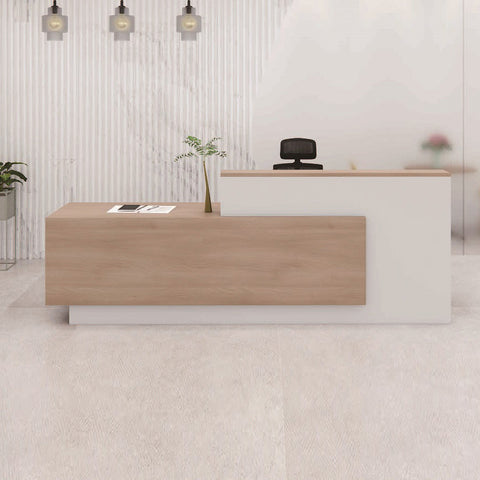 HELMER Reception Desk 2.4M Left Panel - Oak & white