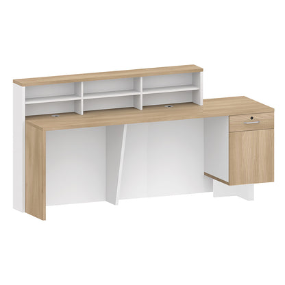 HELMER Reception Desk 1.8M Left Panel - Oak & white