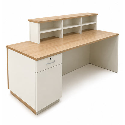 HELMER Reception Desk 1.8M Right Panel - Oak & White