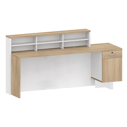HELMER Reception Desk 1.8M Left Panel - Oak & white