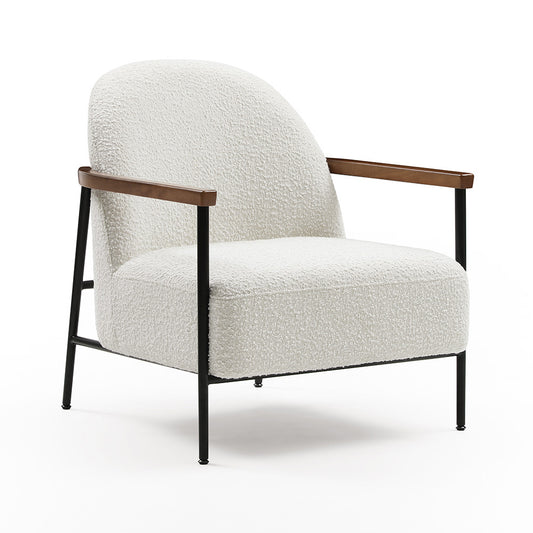 KAZAN  Lounge Chair - Off White, Walnut & Black