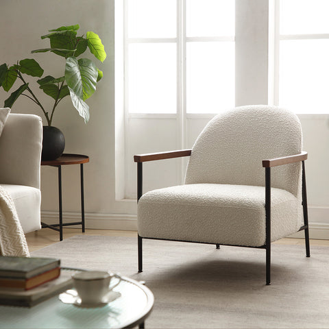 KAZAN  Lounge Chair - Off White, Walnut & Black
