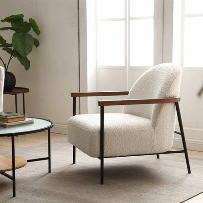 KAZAN  Lounge Chair - Off White, Walnut & Black