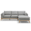 BRONTE 3 Seater Sofa with Right Chaise - Light Grey & Oak