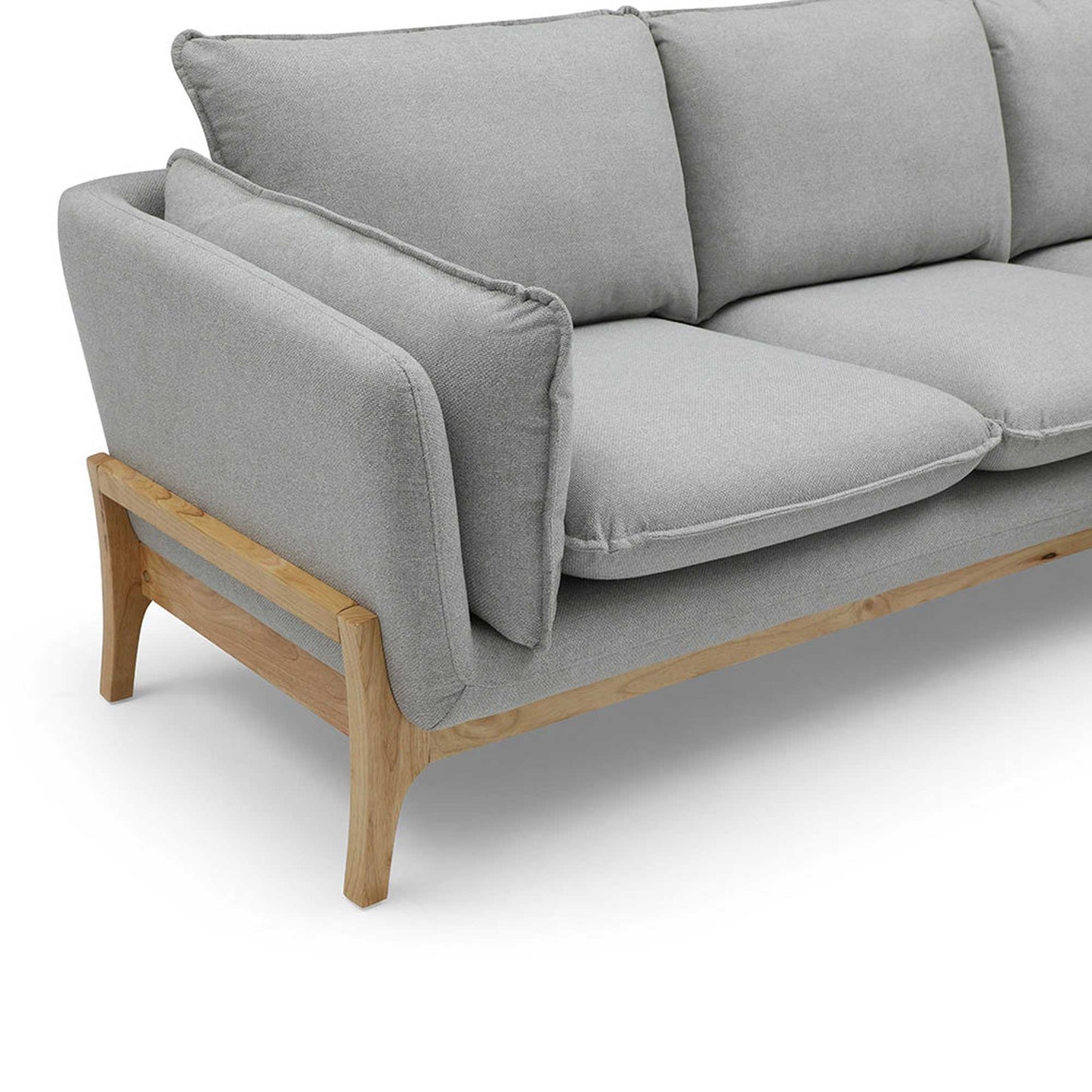 BRONTE 3 Seater Sofa with Right Chaise - Light Grey & Oak