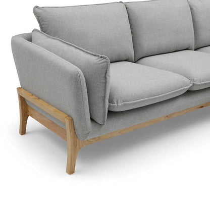BRONTE 3 Seater Sofa with Right Chaise - Light Grey & Oak