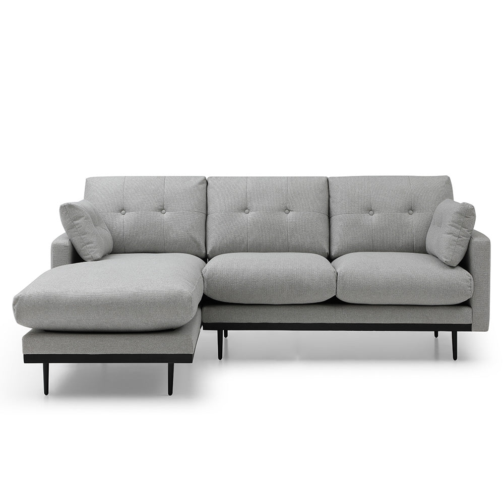 HAVANA 3 Seater Sofa with Left Chaise - Light Grey & Black
