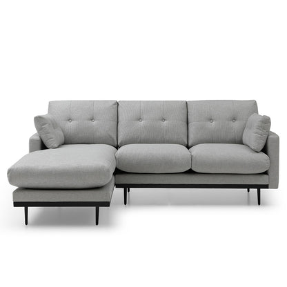 HAVANA 3 Seater Sofa with Left Chaise - Light Grey & Black