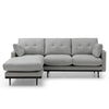 HAVANA 3 Seater Sofa with Left Chaise - Light Grey & Black