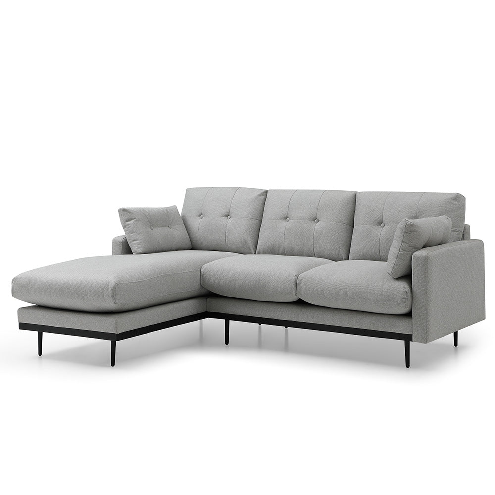 HAVANA 3 Seater Sofa with Left Chaise - Light Grey & Black