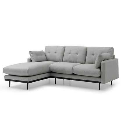 HAVANA 3 Seater Sofa with Left Chaise - Light Grey & Black