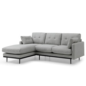 HAVANA 3 Seater Sofa with Left Chaise - Light Grey & Black