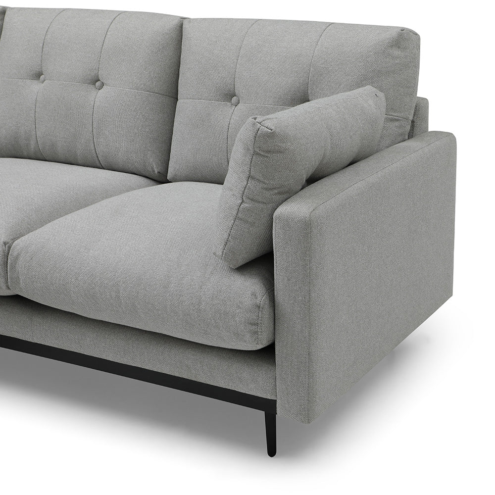 HAVANA 3 Seater Sofa with Left Chaise - Light Grey & Black