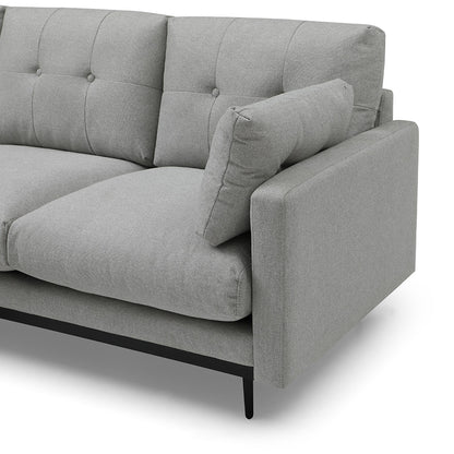 HAVANA 3 Seater Sofa with Left Chaise - Light Grey & Black