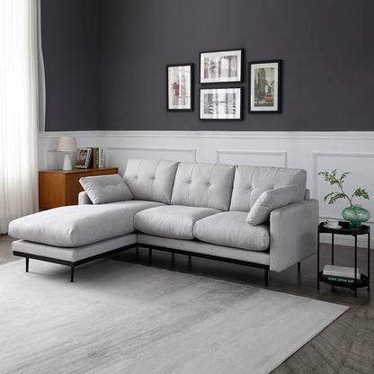 HAVANA 3 Seater Sofa with Left Chaise - Light Grey & Black
