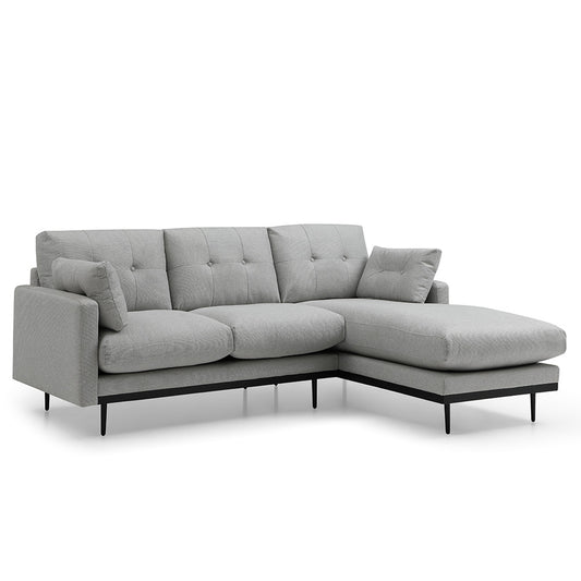 HAVANA 3 Seater Sofa with Right Chaise - Light Grey & Black