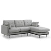 HAVANA 3 Seater Sofa with Right Chaise - Light Grey & Black