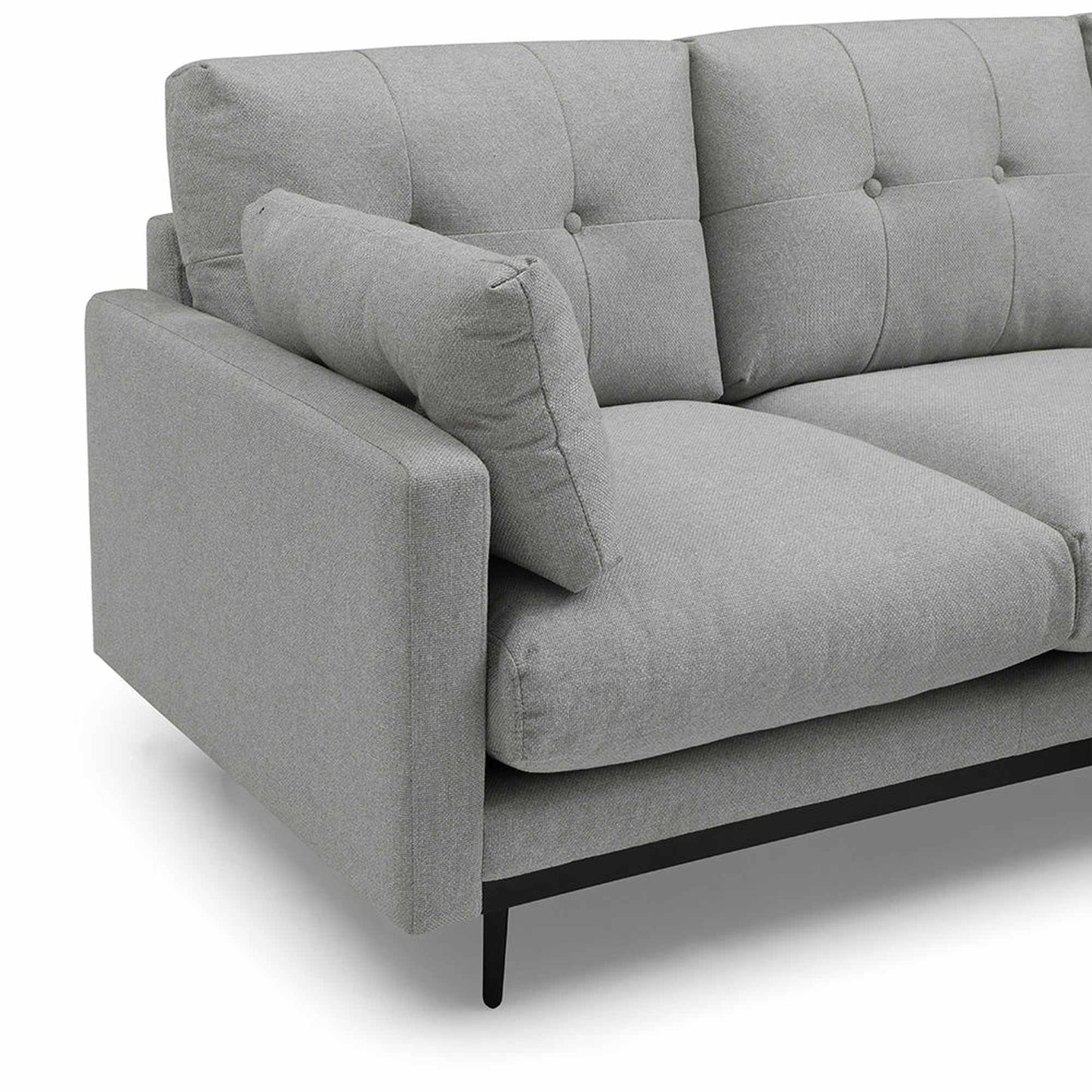 HAVANA 3 Seater Sofa with Right Chaise - Light Grey & Black