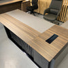 MADEIRA Executive Desk 220cm Left Return - Hazelnut & Grey