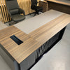 MADEIRA Executive Desk 220cm Right Return - Hazelnut & Grey