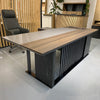 MADEIRA Executive Desk 220cm Left Return - Hazelnut & Grey