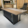MADEIRA Executive Desk 220cm Right Return - Hazelnut & Grey