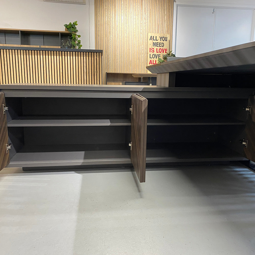 MADEIRA Executive Desk 220cm Left Return - Hazelnut & Grey