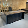 MADEIRA Executive Desk 220cm Right Return - Hazelnut & Grey