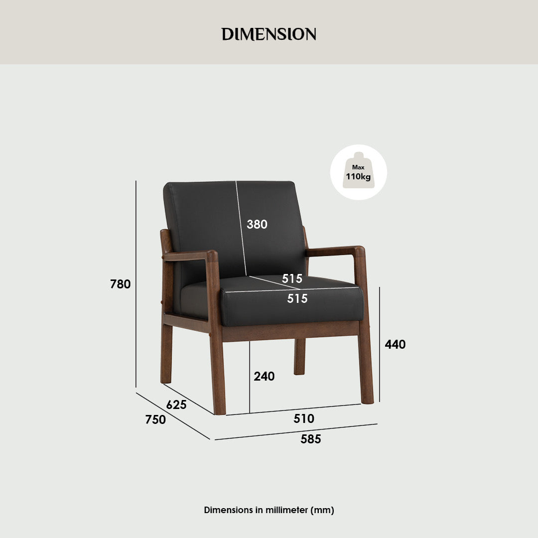 MENDO Lounge Chair - Black & Walnut