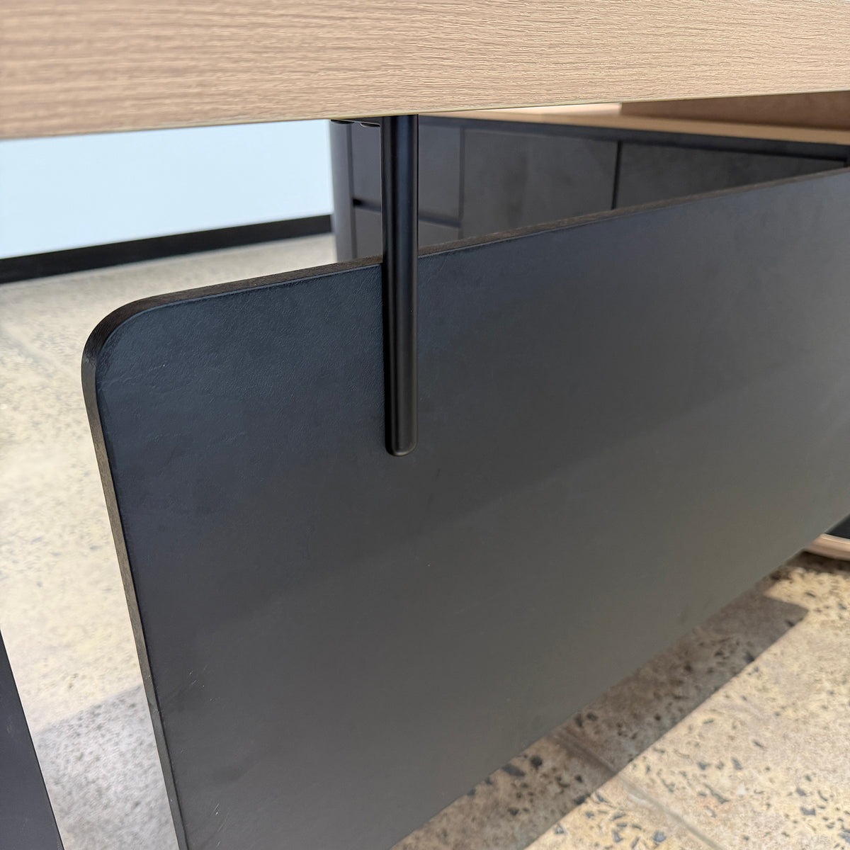 VENTURA 180-200cm Reversible Executive Desk - Left or Right Return - Oak & Black