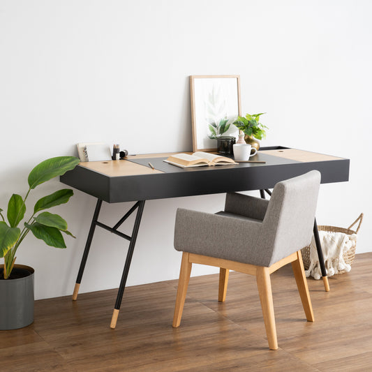 MORSE  Study Desk 140cm -  Black & Oak