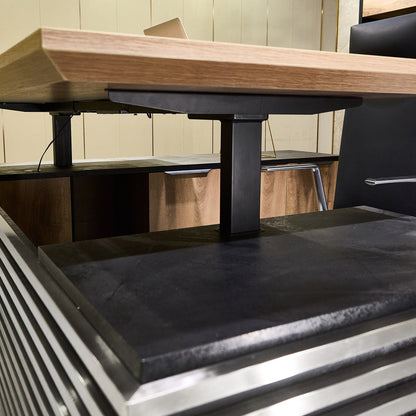 PHOENIX Sit & Stand Electric Lift Executive Desk with Right Return 2.2M - Warm Oak & Black