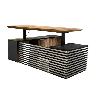 PHOENIX Sit & Stand Electric Lift Executive Desk with Right Return 2.2M - Warm Oak & Black