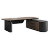 LUCA Sit & Stand Executive Desk with Electric Lift and Reversible Return 240cm - Warm Oak & Black