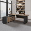 LUCA Sit & Stand Executive Desk with Electric Lift and Reversible Return 240cm - Warm Oak & Black